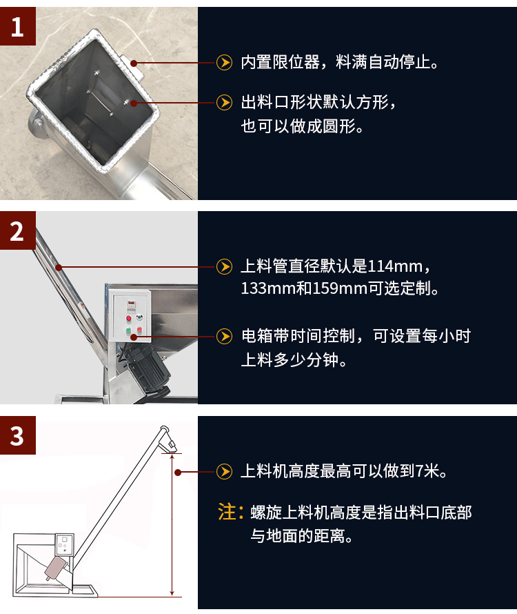 不銹鋼螺旋輸送機(jī)自動(dòng)上料，可定制管徑，高度可做到7米